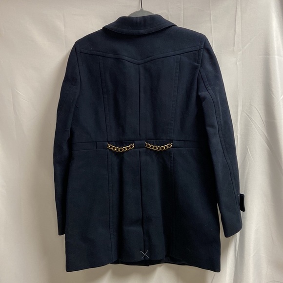 Ann Taylor LOFT Military Peacoat Brass Button and Chain Detail Navy Size 12 NWT - Picture 3 of 5